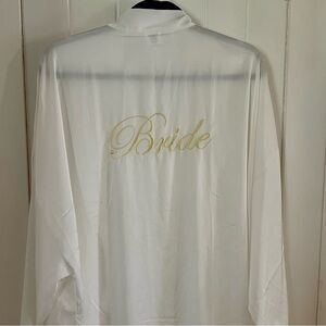 White Bride Robe with Gold Embroidery